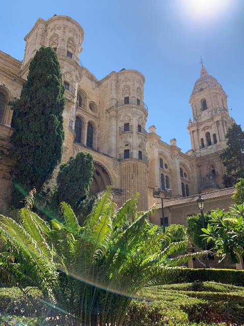 Málaga city skyline with the Alcazaba and the Cathedral