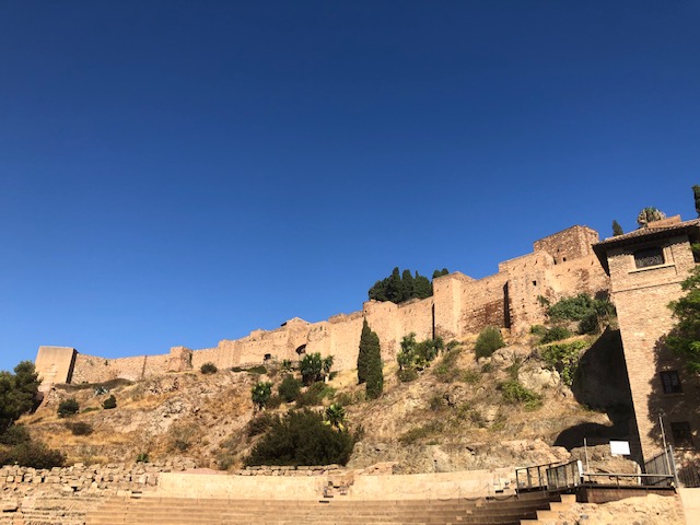 Málaga Cathedral and the Alcazaba at sunset